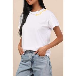 NEW CHASER women's blue jean baby top in white